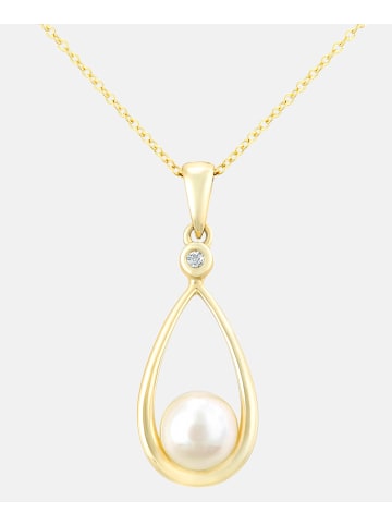 Diamant L'éternel Halskette mit Anhänger aus 375 Gelbgold mit Diamant mit Perle
