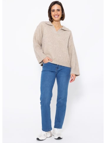 SASSYCLASSY Oversize Strick-Pullover in Beige