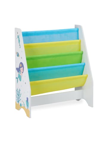 relaxdays Kinder Bücherregal Meerjungfrau in Bunt - (B)62 x (H)71 x (T)29 cm