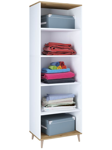 VCM Holz Kleiderschrank Schuhregal Flur Regal Landos in Weiß / Honig-Eiche