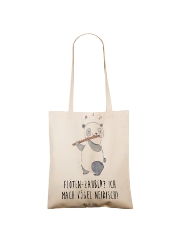 Mr. & Mrs. Panda Bedruckte Tasche Flöte Zauber mit Spruch in Creme