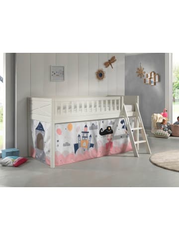 58 aufm Kessel KINDERBETT Karyl 208x114x135 Massivholz Weiß Textilset Princess Sophie