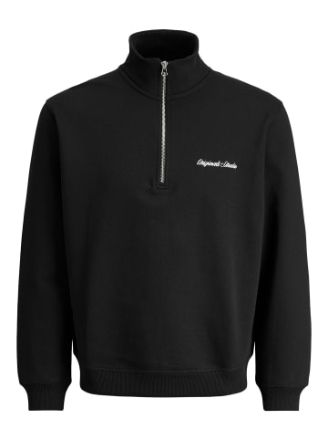 JACK & JONES Junior Sweatshirt mit halbem Reißverschluss in Black