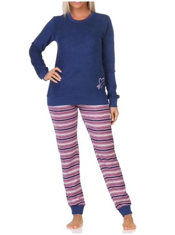 NORMANN Frottee Schlafanzug Bündchen - 82656 in navy