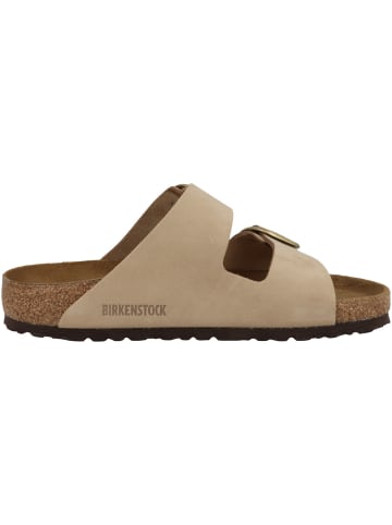 Birkenstock Pantolette Arizona Big Buckle Nubukleder schmal in beige