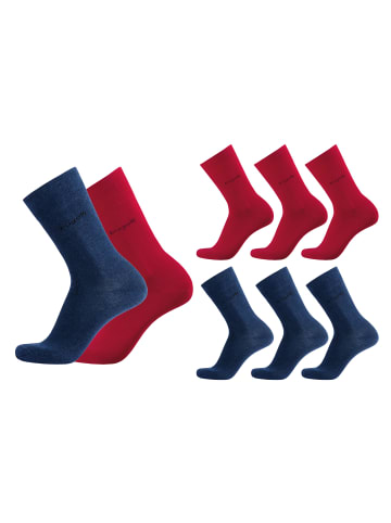 Bugatti 6er Pack halbhohe Businesssocken  in red/indigo