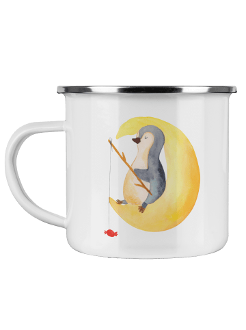 Mr. & Mrs. Panda Becher Emaille Pinguin Mond ohne Spruch in Weiß