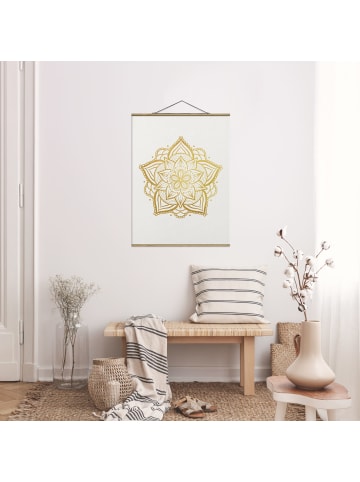 WALLART Stoffbild - Mandala Blüte Illustration weiß gold in Gold