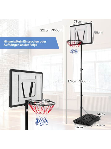 COSTWAY Basketballständer 172-305cm in Schwarz