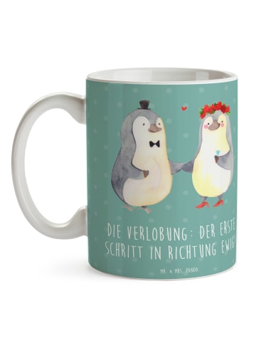Mr. & Mrs. Panda Kaffeetasse Verlobung Schritt mit Spruch in Meeresbrise