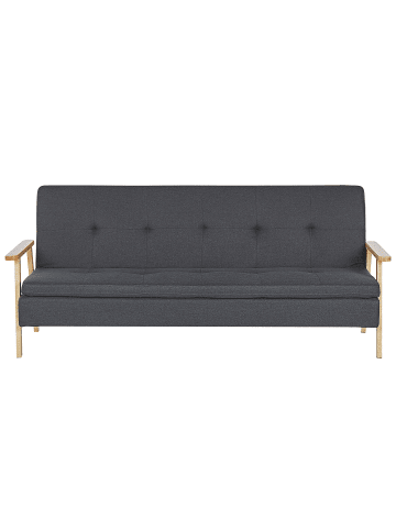 Beliani 3-Sitzer Sofa TJORN in Grau/Heller Holzfarbton - (W) 204 x (H) 84 x (L) 85 cm