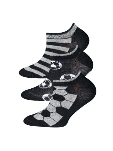 ewers 3er-Set Sneaker Socken 3er-Set Fußball/Ringel in schwarz