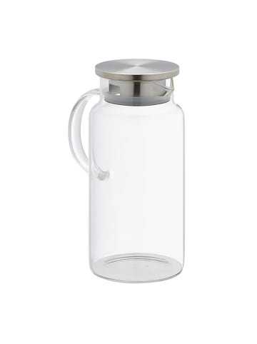 relaxdays Glaskaraffe in Transparent/ Silber - 1,3 l