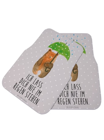 Mr. & Mrs. Panda Auto Teppich Bär Regenschirm mit Spruch in Grau Pastell