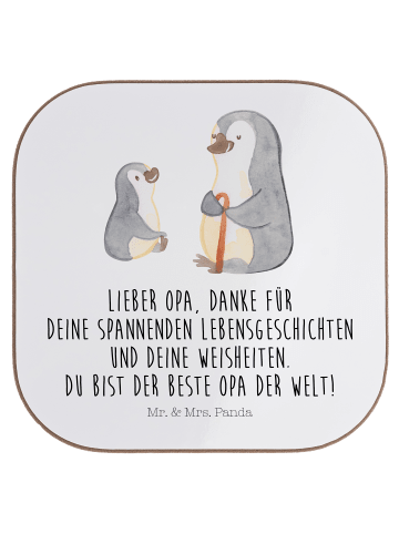 Mr. & Mrs. Panda Untersetzer für Gläser Pinguin Opa Enkel mit Sp... in Weiß