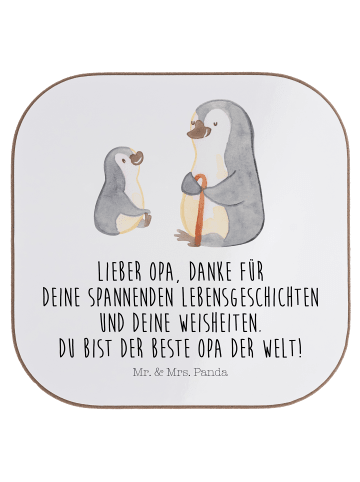 Mr. & Mrs. Panda Untersetzer Pinguin Opa Enkel mit Spruch in Weiß