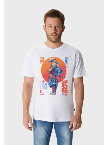 OLDSKULL T-Shirt Asian Boombox Samurai Graphic in White