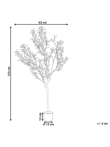 Beliani Kunstpflanze OLIVE TREE in Grün/Schwarz - (W) 63 x (H) 153 x (L) 63 cm