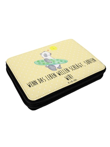Mr. & Mrs. Panda Faulenzer Sommer Wellen Surf Motiv mit Spruch in Gelb Pastell