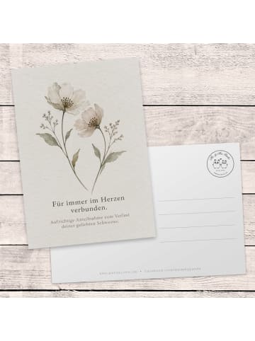 Mr. & Mrs. Panda Trauerspruchkarte Blumen verbunden Design mit S... in Weiß