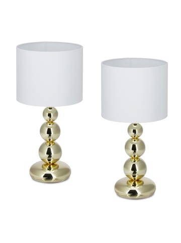 relaxdays 2 x Tischlampe in Weiß/ Gold - (H)50 x Ø 25 cm