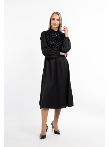 Usha Damen Langarmkleid in Schwarz