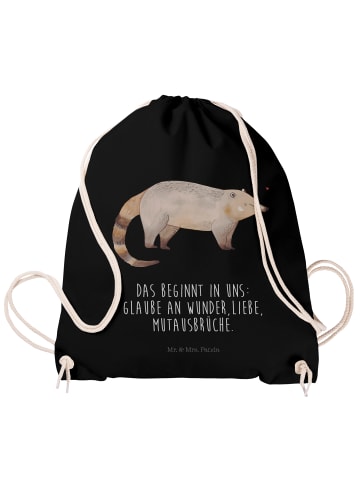 Mr. & Mrs. Panda Jutebeutel Nasenbaer mit Spruch in Schwarz