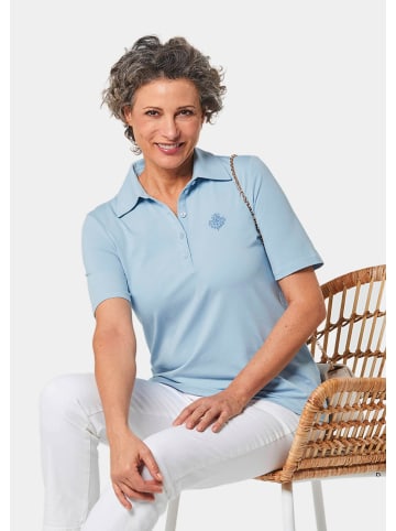GOLDNER Kurzgröße:  Baumwollshirt mit Polokragen in hellblau