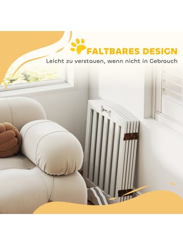 Pawhut Hunde Absperrgitter Weiß 155L x 30B x 61H cm