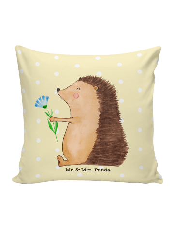 Mr. & Mrs. Panda 40x40 Kissen Igel Blumen ohne Spruch in Gelb Pastell