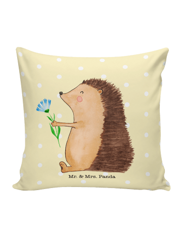 Mr. & Mrs. Panda Zierkissen 40x40 Igel Blumen ohne Spruch in Gelb Pastell