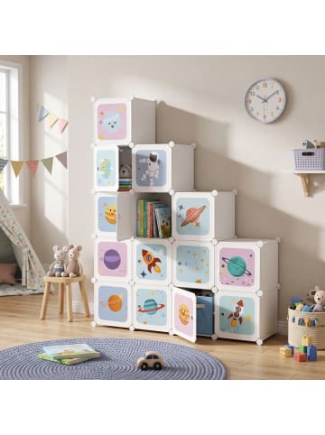 SONGMICS Kinderregal Damion in Weiß - (B)31 x (H)123 x (T)123 cm