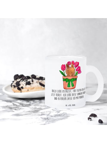 Mr. & Mrs. Panda Teetasse Hase Tulpen mit Spruch in Transparent