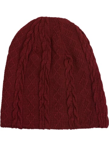 styleBREAKER Feinstrick Beanie Mütze in Bordeaux-Rot