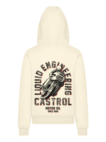 F4NT4STIC Hoodie Castrol Retro Motorbike in sand