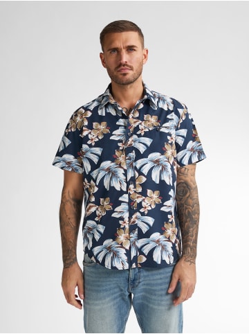 Petrol Industries Hemd mit Allover-Muster Conchline in Blau