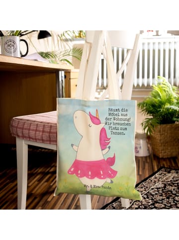 Mr. & Mrs. Panda Shopper-Tasche Einhorn Ballerina Design mit Spruch in Weiß