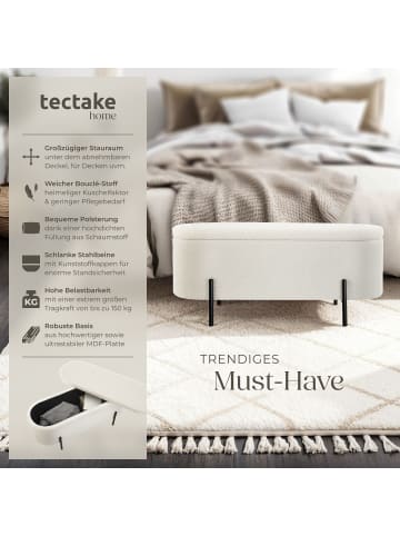 tectake Sitzbank Lanja, gepolstert, mit Bouclé-Stoff und Stauraum