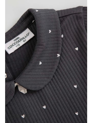 Coccodrillo Geripptes Kleid mit kurzen Ärmeln in schwarzgrau