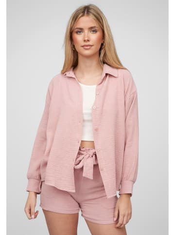 Cloud5ive Cloud5ive Cloud5ive Damen Oversize Musselin Bluse mit Knopfleiste in rose