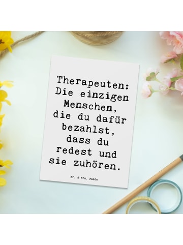 Mr. & Mrs. Panda Postkarte Spruch Wunderbare Therapeutin mit Spruch in Weiß