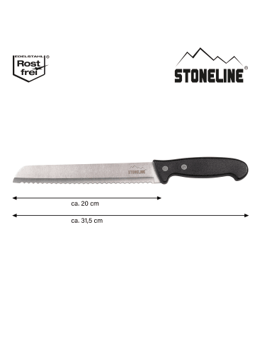 Stoneline 31,5 cm Brotmesser, mit Klingenschutz in Schwarz