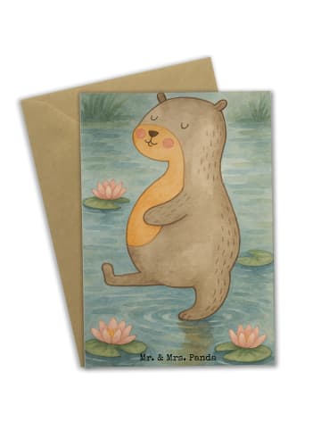 Mr. & Mrs. Panda Grußkarte Otter Bauch Design ohne Spruch in Weiß
