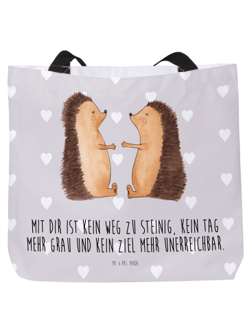 Mr. & Mrs. Panda Tasche Igel Liebe mit Spruch in Grau Pastell