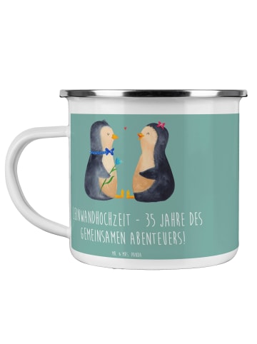Mr. & Mrs. Panda Tasse 35. Hochzeitstag Leinwandhochzeit mit Spruch in Meeresbrise
