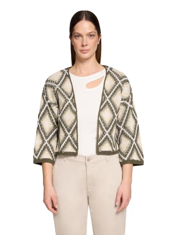 CARTOON Strick-Cardigan mit Jacquard in Khaki/Beige
