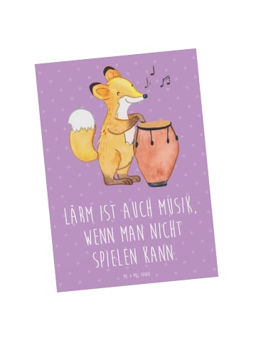 Mr. & Mrs. Panda Postkarte Schlagzeug Lärm mit Spruch in Lavendeltraum