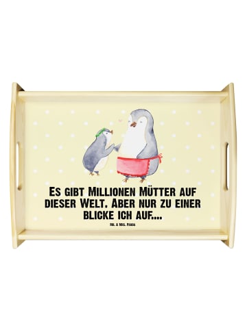 Mr. & Mrs. Panda Tablett Pinguin mit Kind mit Spruch in Gelb Pastell
