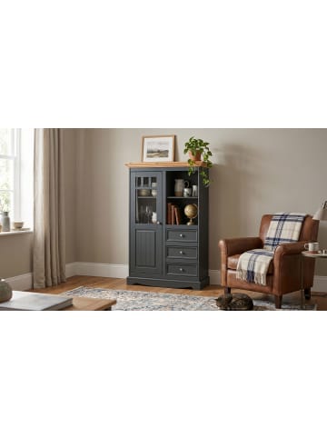 Feldmann-Wohnen Vitrine Belluno Elegante Kiefer Natur / basaltgrau (RAL7012) 89 / 44 / 130cm