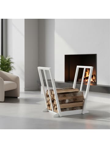 relaxdays Kaminholzregal in Weiß - (B)62 x (H)55,5 x (T)35 cm